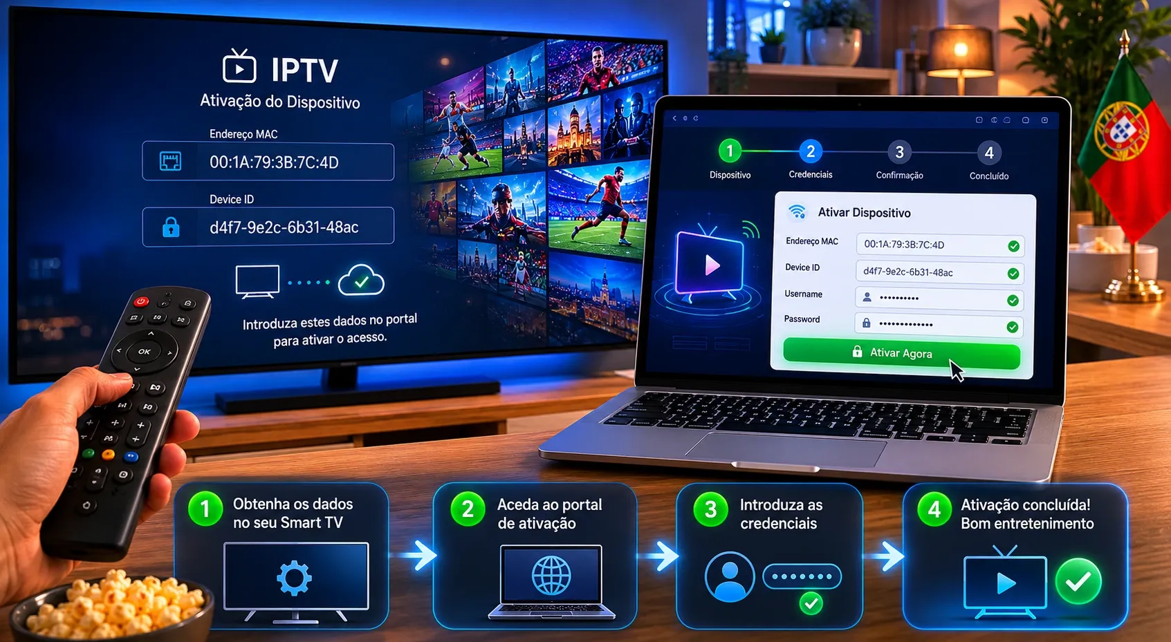 Como instalar a melhor app IPTV para smart TV — configuração por portal web em Samsung e LG